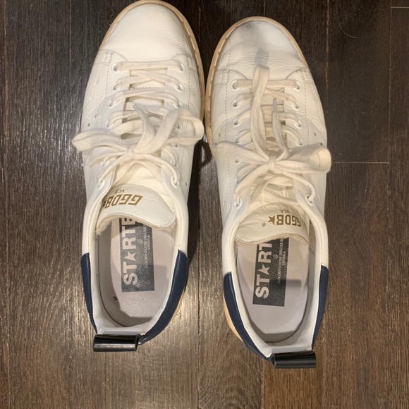 Starter Sneakers in leather with navy heel tab - Picture 2 of 5